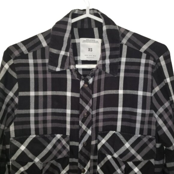 Zara women plaid black and white blouse XS - Picture 2 of 5
